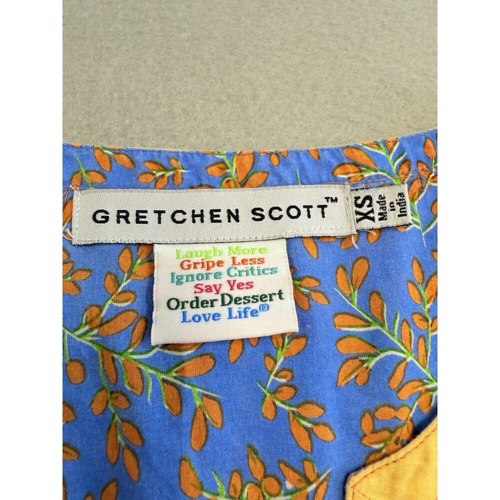 Gretchen Scott Womens XS Blue Orange Pink Tropical Floral Bead V-Neck Tunic Top - Picture 5 of 10